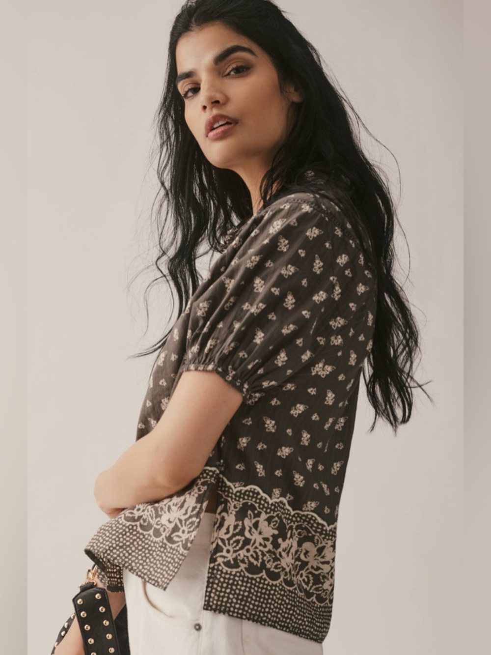Pilcro Short-Sleeve Pop Over Blouse - Picture 4 of 14